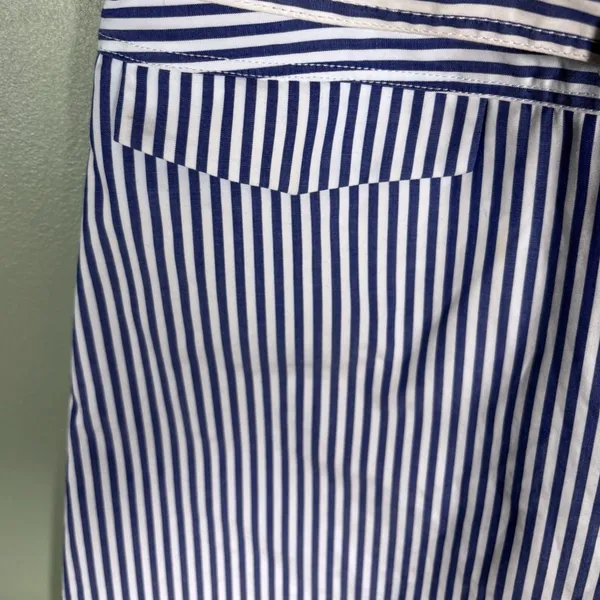Self-Portrait Blue White Striped Lace Overlay‎ Collared Mini Dress Belted size 0 - Image 8