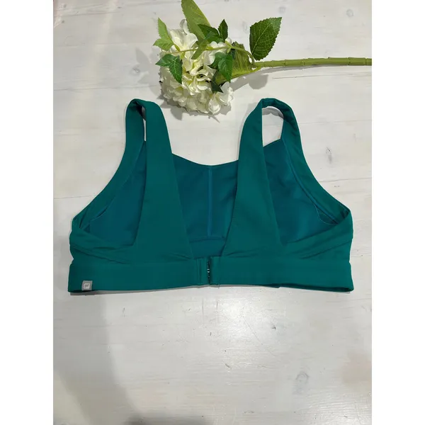 Fabletics Sports Bra‎ Medium Impact Teal Green Activewear Workout Top - Image 2