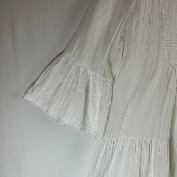 Faherty White Organic Cotton Gauze Tiered Bell Sleeve Mini Dress Small - Image 8