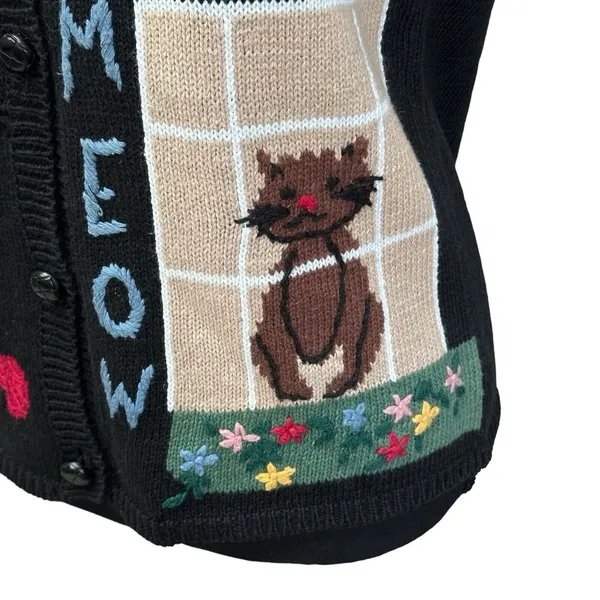 Vintage Cat Sweater Vest Capacity Women's Size Petite Medium ( MP‎ ) - Image 2