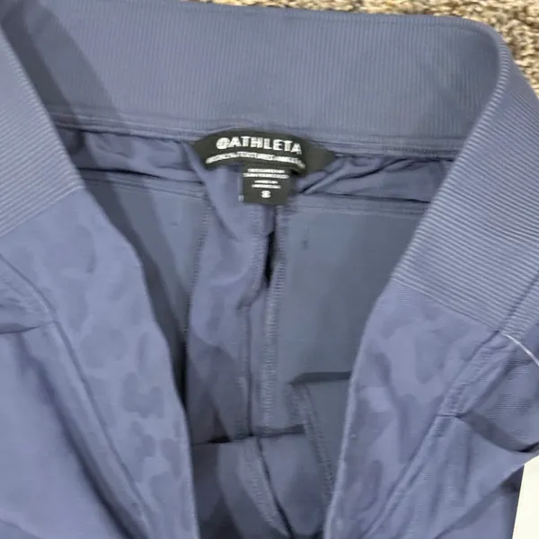 Athleta Brooklyn Textured Ankle Pants Navy Blue Camo Size 8 NWT - Image 4