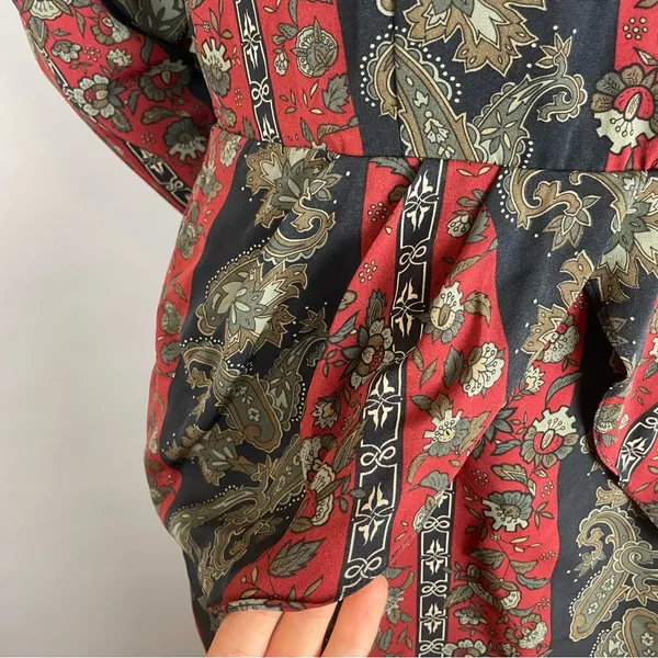 Vintage Dress 80s Pencil Petal Hip‎ Skirt Layer Striped Floral Women Retro Black - Image 10