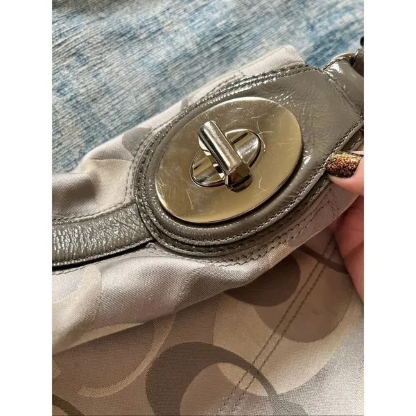 Coach Silver Gray Penelope Optic Jacquard C Monogram Hobo Shoulder Bag F17476 - Image 9