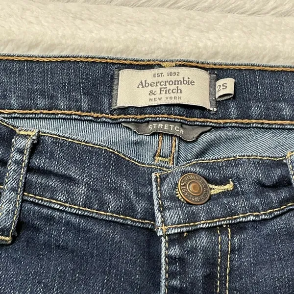 Abercrombie & Fitch Jean Shorts Cutoff Low Rise Size 2 Dark Wash‎ A&F - Image 4
