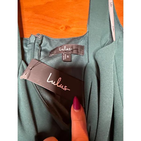NWT Lulus Glamorous Disposition Emerald Green Ruched Maxi Dress Banquet Size S - Image 7