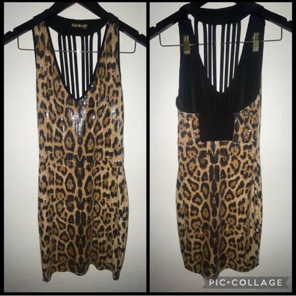 Leopard Print Bodycon Dress Brown - Image 3