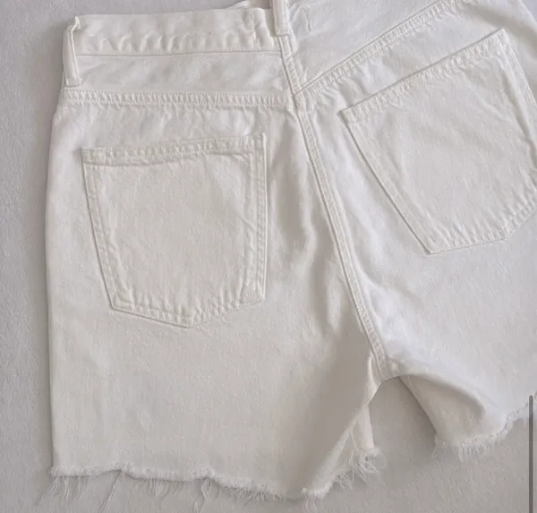 Agolde White Criss Cross Jean Shorts - Image 6