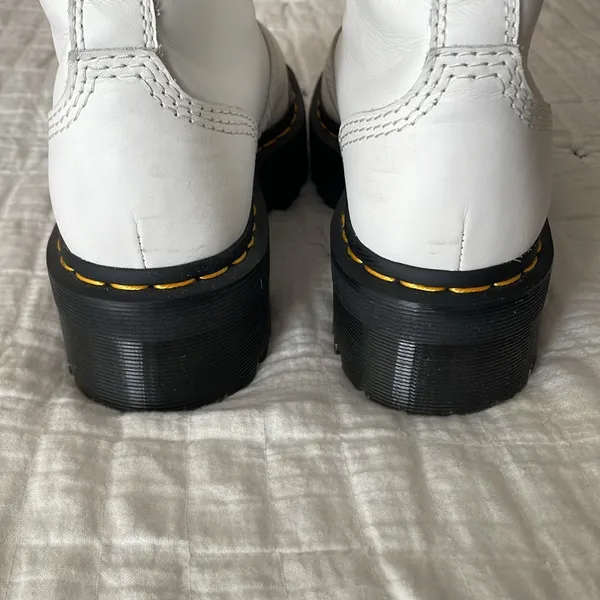 DR. MARTENS Jetta Zipped Sendal Leather Platform Boots in White Size 38 EU 7 US - Image 7