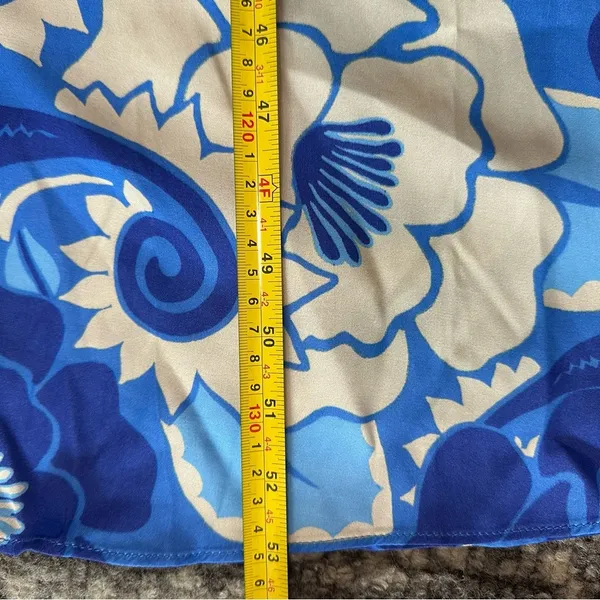 FARM Rio NWT Women’s Size L Blue White Tropical Groove Cutout Detail Midi Dress - Image 14