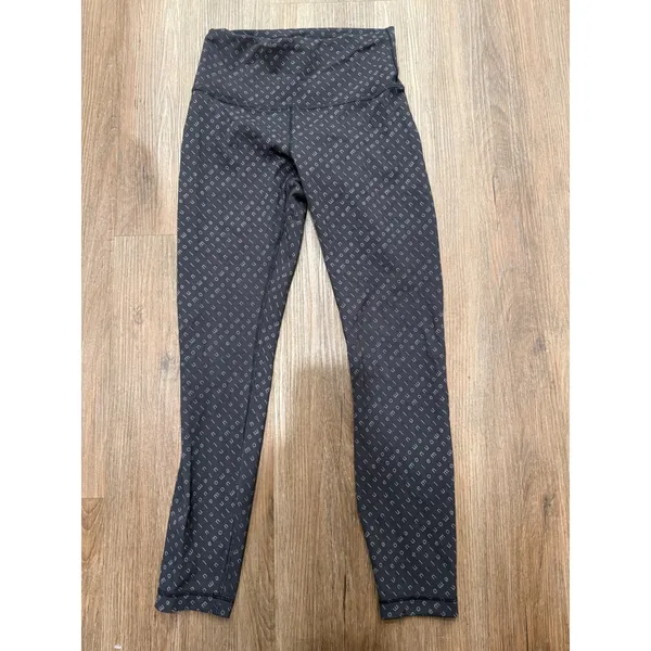 Lululemon Wunder Train High-Rise Tight 25 Logo‎ Script Black Grey Womens Size 6 - Image 2