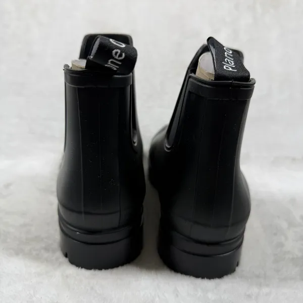 Planone Womens Chelsea Rain Boots Black Rubber Waterproof Ankle Lug Sole 37 US 7 - Image 6