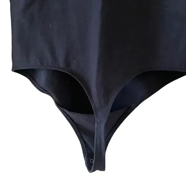 Abercrombie & Fitch Black Soft Long Sleeves Mesh Square Neck Bodysuit SZ S #1112 - Image 7