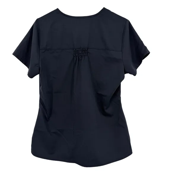 Greys Anatomy Scrub Top Womens Medium Grey V-Neck Back Barco Flaws Shown - Image 5