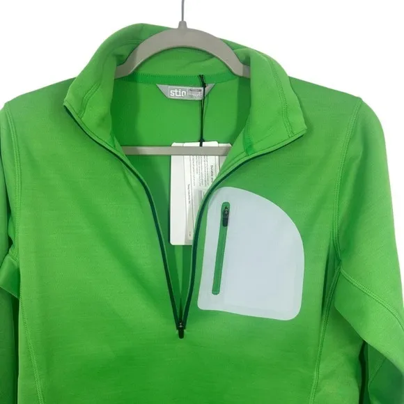 Stio Women's Gannett Peak Half Zip Pullover Fleece‎ Bright Green Size S Ski Gear - Image 3