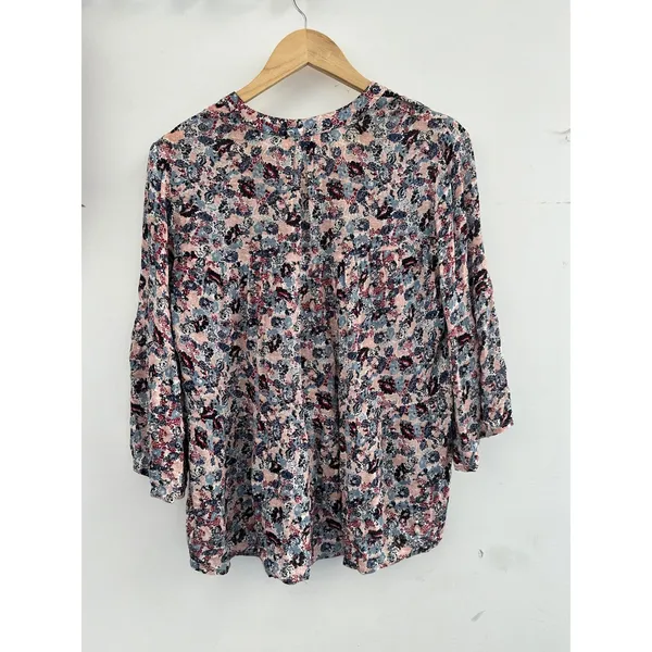 Lucky Brand Ditsy Floral Tiered Peasant Top Small Boho Prairie Western Shirt‎ - Image 3