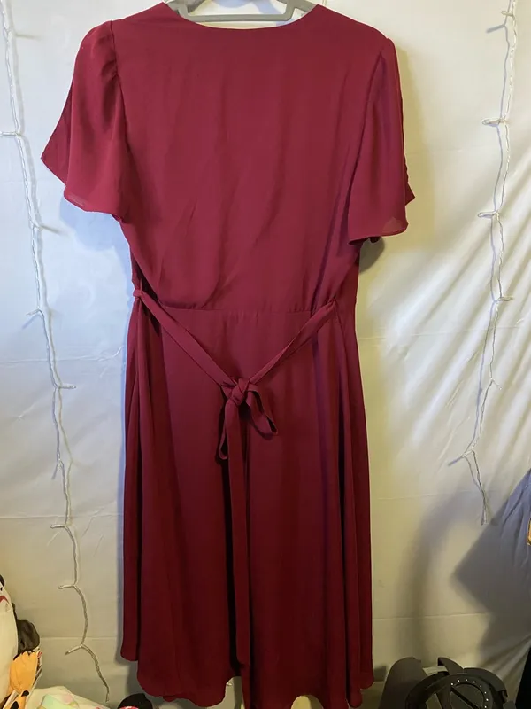 Lulu's Wine-Red Wrap High-Low Dress - Image 3