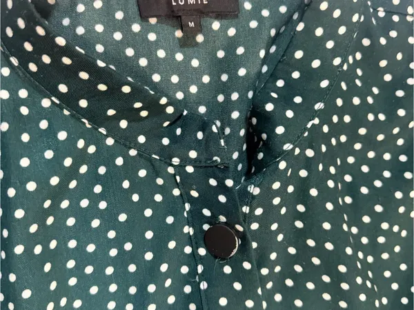 Lumie Dark Green Polka Dot Midi Dress with Tie Waist - Image 3