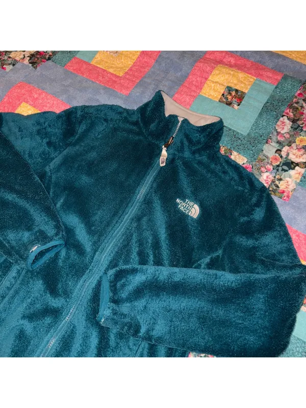 The North Face $120 Woman’s Medium teal fleece zip jacket Outdoor Or Casual - Image 2