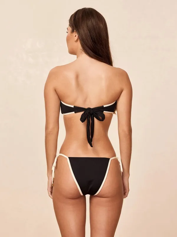 🖤New🤍 Monday Swimwear Le Marais Bikini Bottom - Black/Ivory - Medium - Image 4