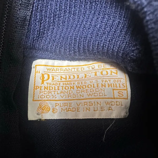 Vintage Pendleton Navy Blue Mock Neck Virgin Wool Top - Image 4