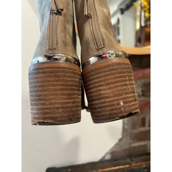 Steve Madden Amber Western Boots 7.5 Beige Metal Detail Boho - Image 7