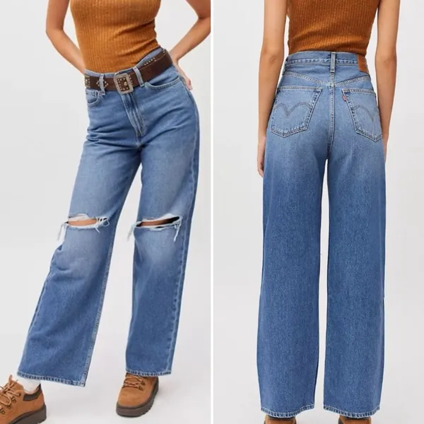Levi’s Premium High Loose Distressed Wide Leg Jeans‎ Size 26 - Image 3