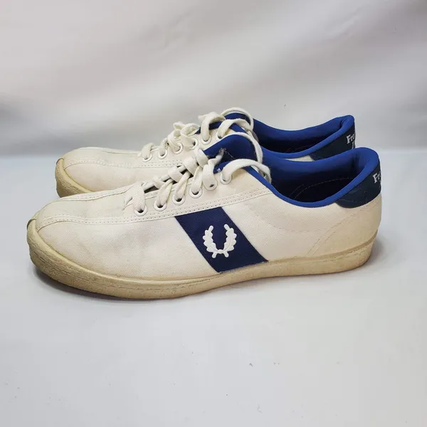 Vintage 70s Womens US 9 Fred Perry White Canvas‎ Low Trainer Shoes Sneakers Box - Image 3