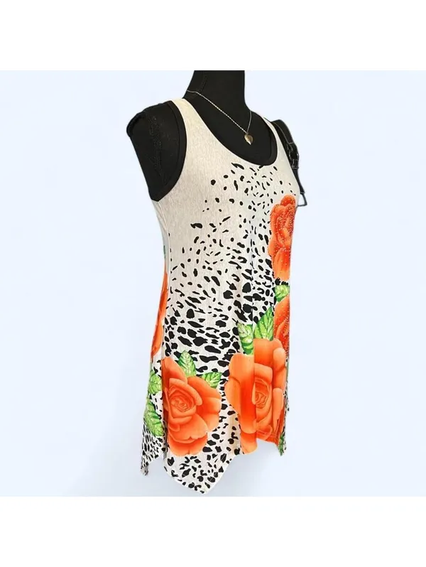 Vintage Y2K fairycore rhinestone rose leopard print tunic top size small 🖤 - Image 3