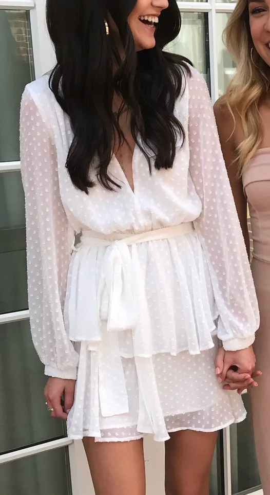 Princess Polly White Long Sleeve Mini Dress - Image 3