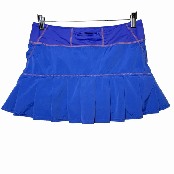 Lululemon Women's Run Skirt Size 6 Blue Pleated‎ Back Hidden Zipper Pocket - Image 3