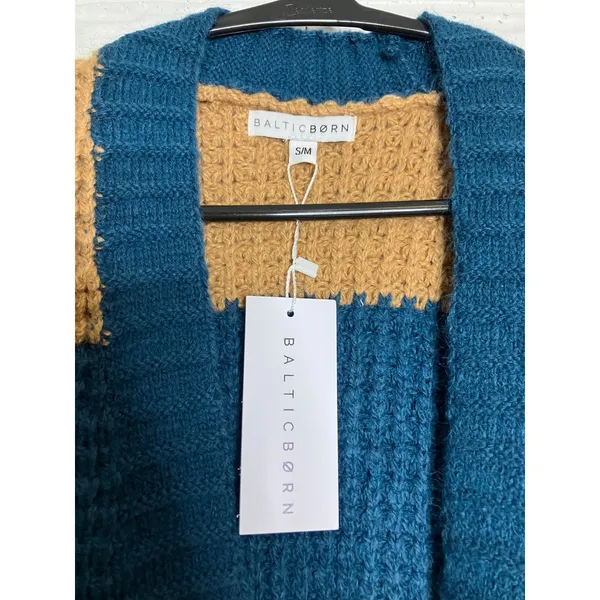 Baltic Born‎ Jonah Chunky Knit Cardigan Womens S/M NWT Striped Waffle Sweater - Image 6