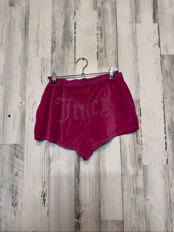 Juicy Couture Sleepwear Velour Shorts Womens Medium Hot Pink Rhinestone Logo - Image 2