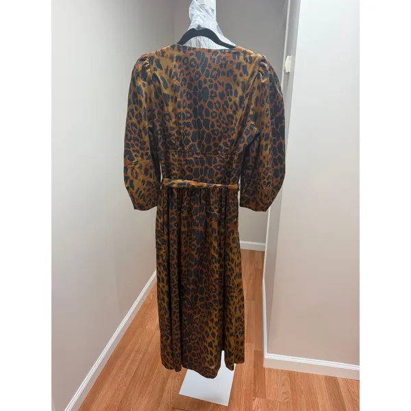 NEW Tuckernuck Leopard Graciela Belted Dress Brown Black Size 8 / Medium - Image 6