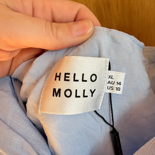HELLO MOLLY Light Blue One Shoulder‎ Ruched Maxi Dress Size XL - Image 3