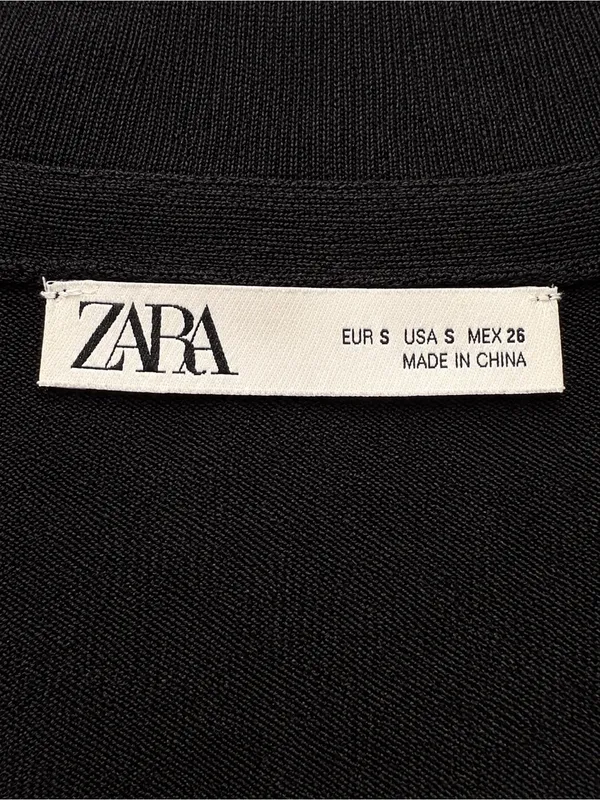 ZARA Black Classic Knit Cardigan Metallic Gold Snap Button V-Neck Sweater Small - Image 6