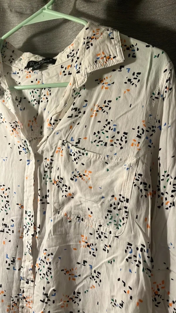 Velvet Heart Button Down White Blouse Colorful Dots - Image 3