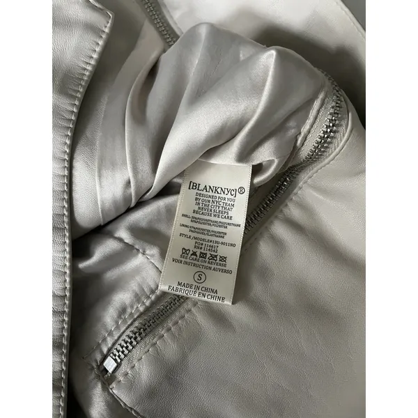 Blank NYC Faux Leather Moto Jacket Cream Small - Image 7