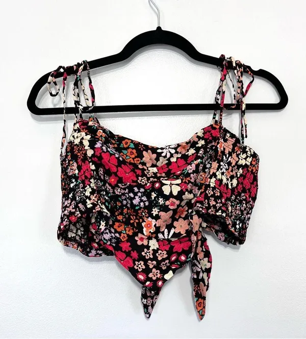 Free People NWOT Ava Floral Reversible Micro Top Large - Image 4
