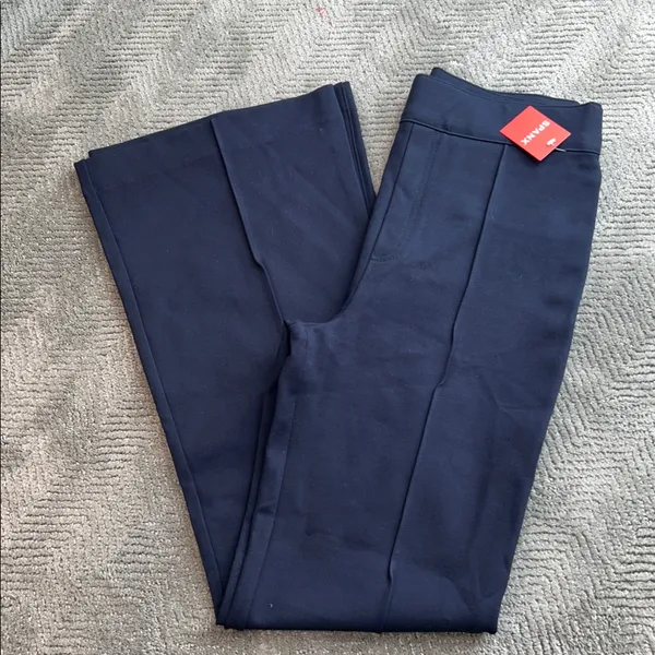 New Spanx Black Ponte Knit Pull On Pants Straight Leg Size L - Image 7