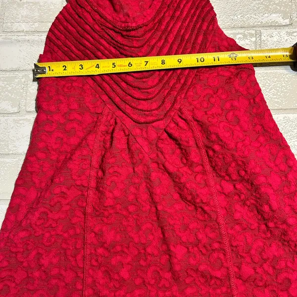 Free People Vibrant Red Textured Tank Top - Image 5