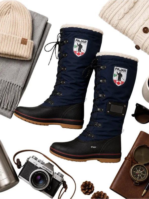 Pajar Canada Waterproof Fleece Lined Tall Winter Boots Navy Women’s 6–6.5 EUC - Image 2