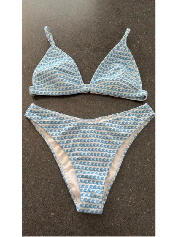 Seafolly Powder Blue & White Mesh Bikini Set size S - Image 7