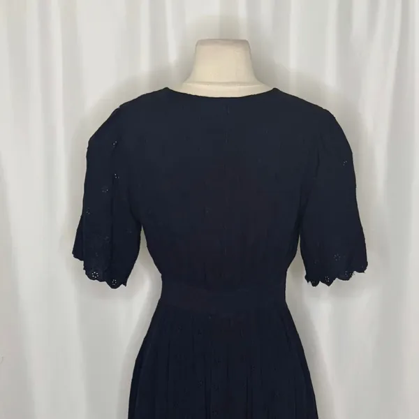 BODEN Broderie Floral Anglaise Eyelet Maxi Dress Navy Blue Embroidered US 2 - Image 11
