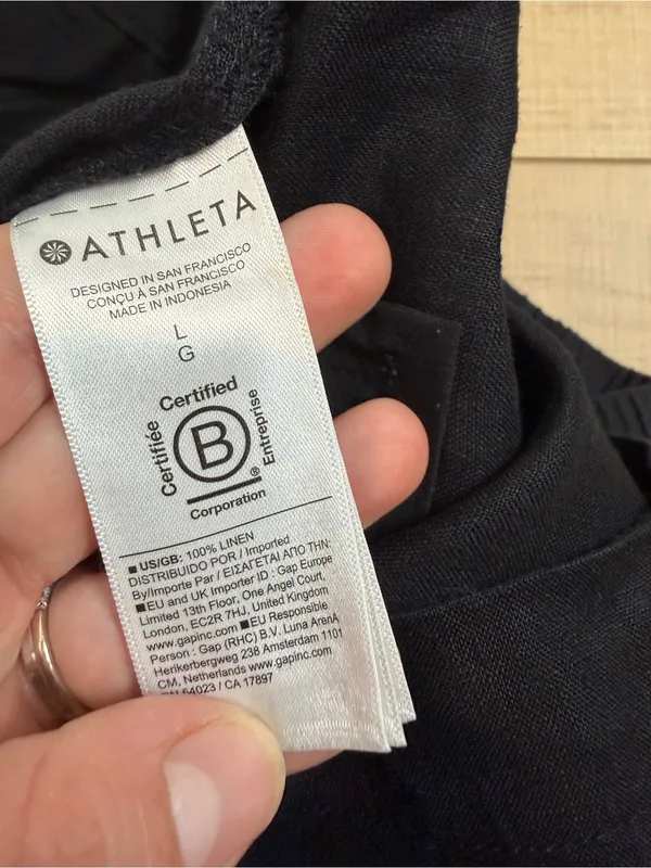 Athleta Retreat Linen Mid Rise 4” Shorts Black Size Large L Pull On Drawstring - Image 4