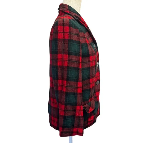 1960s Pendleton “49er” Wool Jacket – Vintage Red & Green Tartan Plaid – XS/S - Image 5
