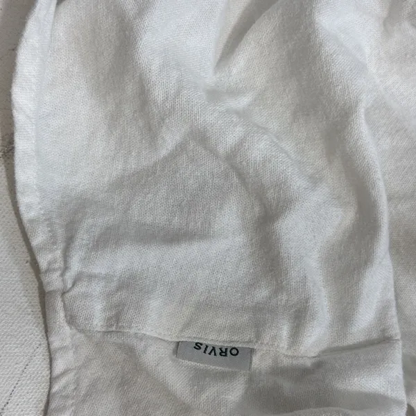 Orvis Linen White Beach Coastal Lagenlook Minimalist Blouse Size Medium - Image 11