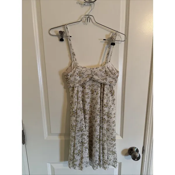 KIRIOUS LOS ANGELES blue and white floral‎ spaghetti strap mini dress Size Small - Image 4
