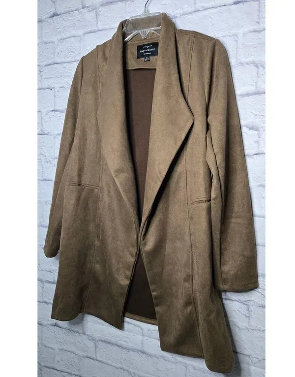 NWT Haute Monde brown Faux suede blazer coat size Small. - Image 3