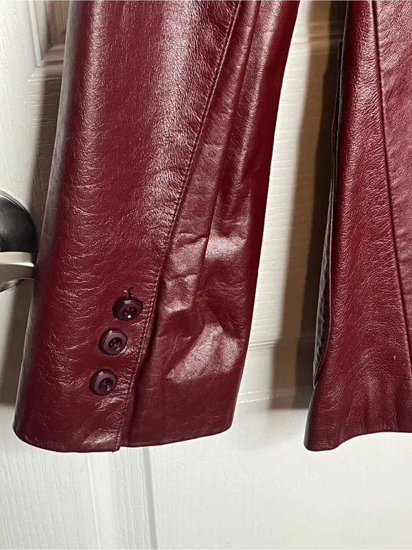 Etienne Aigner Vintage Oxblood Leather Blazer Style Jacket 80s Sz 14 - Image 10