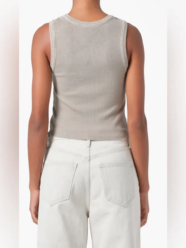 Agolde Ribbed Tank in Taupe Gray - Image 2